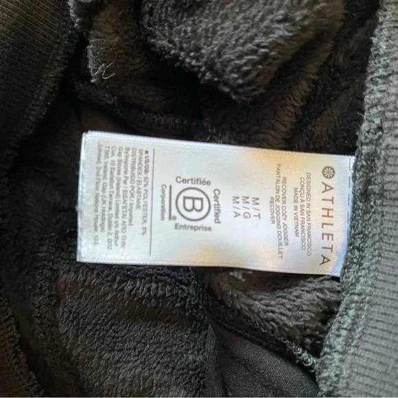 Athleta Kozy Karma black Soft Fleece  joggers M tall - EUC - Picture 5 of 5